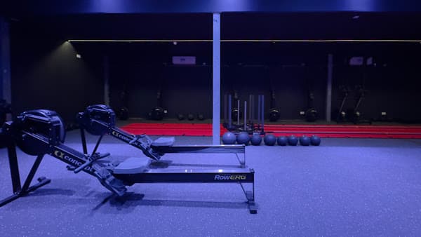 Rowers at Oncore's HYROX open gym